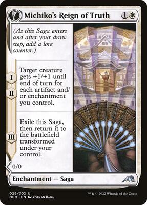 Michiko's Reign of Truth card from Kamigawa: Neon Dynasty