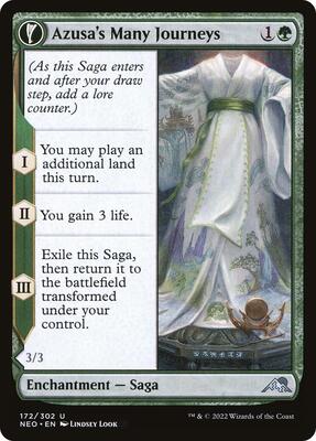 Azusa's Many Journeys card from Kamigawa: Neon Dynasty