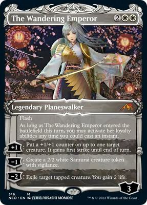 The Wandering Emperor (Showcase) card from Kamigawa: Neon Dynasty