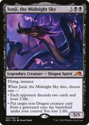 Junji, the Midnight Sky card from Kamigawa: Neon Dynasty