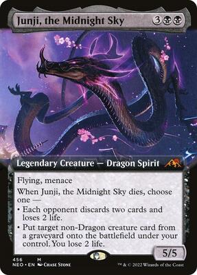 Junji, the Midnight Sky (Extended Art) card from Kamigawa: Neon Dynasty