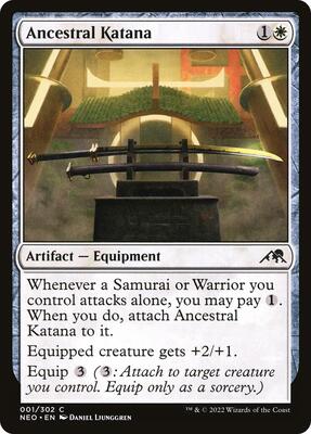 Ancestral Katana card from Kamigawa: Neon Dynasty
