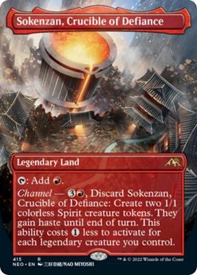Sokenzan, Crucible of Defiance (Borderless) card from Kamigawa: Neon Dynasty