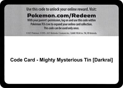 Code Card - Mighty Mysterious Tin [Darkrai] card from Miscellaneous Cards & Products