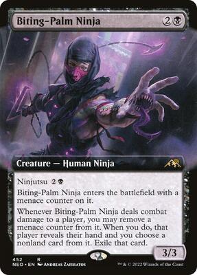 Biting-Palm Ninja (Extended Art) card from Kamigawa: Neon Dynasty
