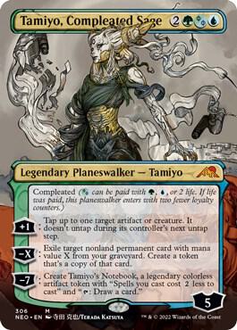Tamiyo, Compleated Sage (Borderless) card from Kamigawa: Neon Dynasty