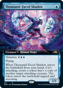 Thousand-Faced Shadow (Extended Art) card from Kamigawa: Neon Dynasty