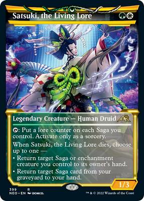 Satsuki, the Living Lore (Showcase) card from Kamigawa: Neon Dynasty