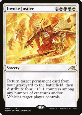 Invoke Justice card from Kamigawa: Neon Dynasty