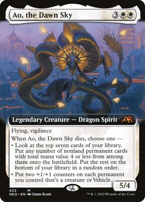 Ao, the Dawn Sky (Extended Art) card from Kamigawa: Neon Dynasty