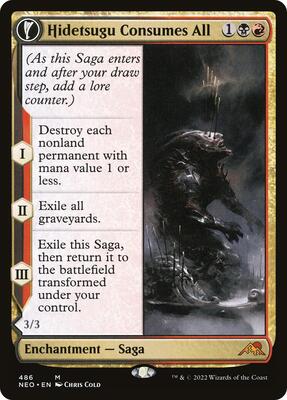 Hidetsugu Consumes All (Extended Art) card from Kamigawa: Neon Dynasty