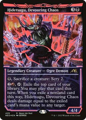 Hidetsugu, Devouring Chaos (Neon Red) card from Kamigawa: Neon Dynasty