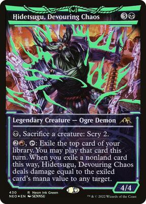 Hidetsugu, Devouring Chaos (Neon Green) card from Kamigawa: Neon Dynasty