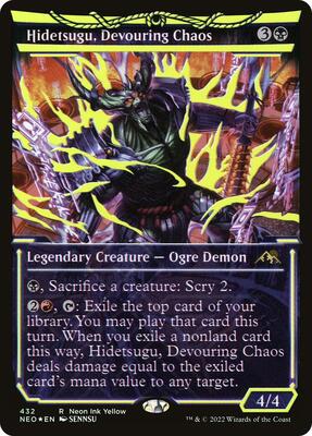 Hidetsugu, Devouring Chaos (Neon Yellow) (WPN Exclusive) card from Kamigawa: Neon Dynasty