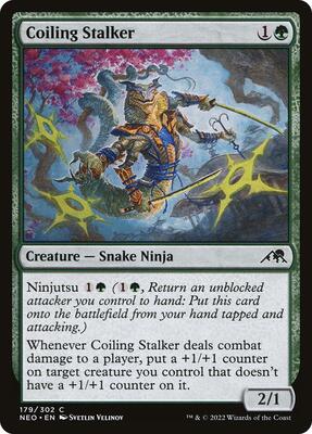 Coiling Stalker card from Kamigawa: Neon Dynasty