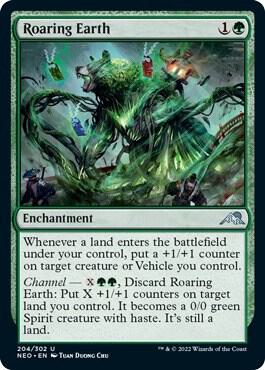 Roaring Earth card from Kamigawa: Neon Dynasty