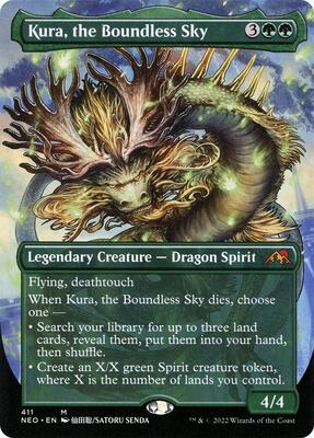 Kura, the Boundless Sky (Borderless) card from Kamigawa: Neon Dynasty
