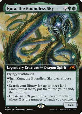 Kura, the Boundless Sky (Extended Art) card from Kamigawa: Neon Dynasty