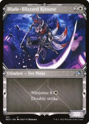 Blade-Blizzard Kitsune (Showcase) card from Kamigawa: Neon Dynasty