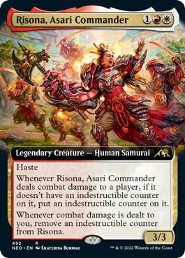 Risona, Asari Commander (Extended Art) card from Kamigawa: Neon Dynasty