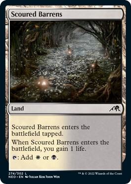 Scoured Barrens card from Kamigawa: Neon Dynasty