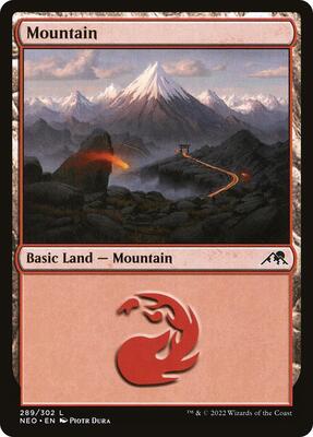 Mountain (289) card from Kamigawa: Neon Dynasty