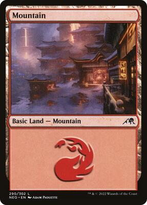 Mountain (290) card from Kamigawa: Neon Dynasty