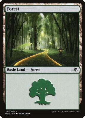 Forest (291) card from Kamigawa: Neon Dynasty
