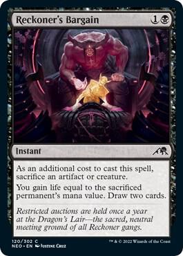 Reckoner's Bargain card from Kamigawa: Neon Dynasty