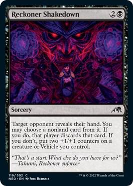Reckoner Shakedown card from Kamigawa: Neon Dynasty