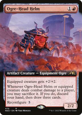 Ogre-Head Helm (Extended Art) card from Kamigawa: Neon Dynasty