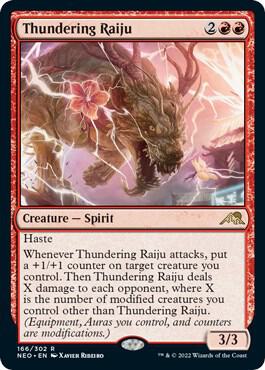 Thundering Raiju card from Kamigawa: Neon Dynasty