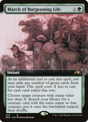 March of Burgeoning Life (Extended Art) card from Kamigawa: Neon Dynasty