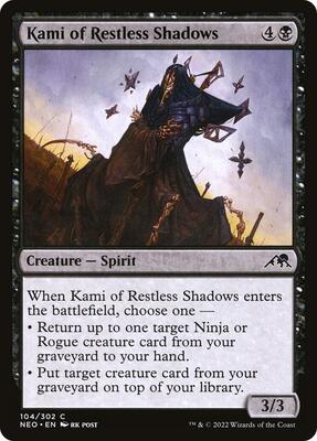 Kami of Restless Shadows card from Kamigawa: Neon Dynasty
