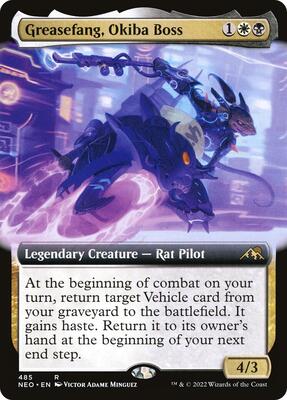 Greasefang, Okiba Boss (Extended Art) card from Kamigawa: Neon Dynasty