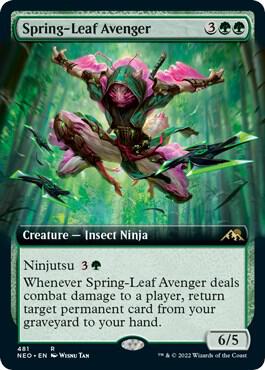 Spring-Leaf Avenger (Extended Art) card from Kamigawa: Neon Dynasty