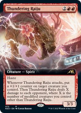 Thundering Raiju (Extended Art) card from Kamigawa: Neon Dynasty