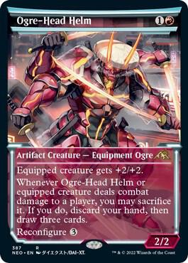Ogre-Head Helm (Showcase) card from Kamigawa: Neon Dynasty