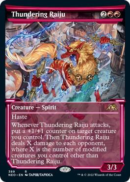 Thundering Raiju (Showcase) card from Kamigawa: Neon Dynasty