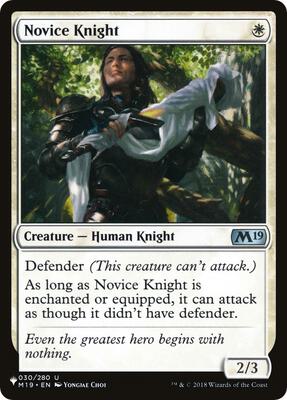 Novice Knight card from The List Reprints