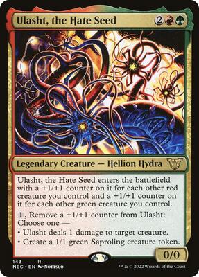 Ulasht, the Hate Seed card from Commander: Kamigawa: Neon Dynasty