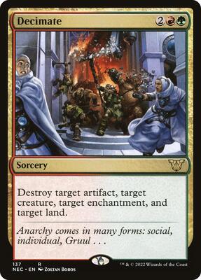 Decimate card from Commander: Kamigawa: Neon Dynasty