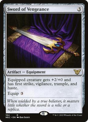 Sword of Vengeance card from Commander: Kamigawa: Neon Dynasty