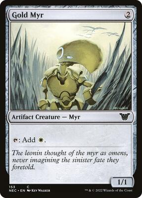 Gold Myr card from Commander: Kamigawa: Neon Dynasty
