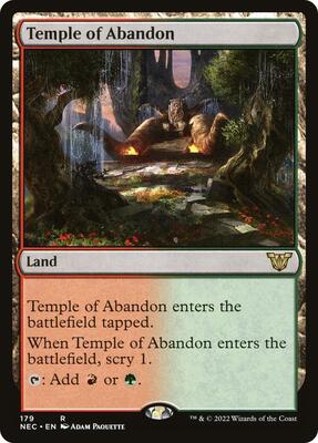 Temple of Abandon card from Commander: Kamigawa: Neon Dynasty