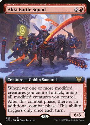 Akki Battle Squad (Extended Art) card from Commander: Kamigawa: Neon Dynasty