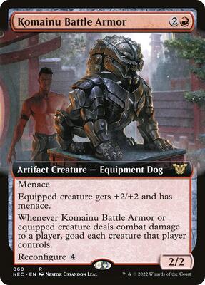 Komainu Battle Armor (Extended Art) card from Commander: Kamigawa: Neon Dynasty