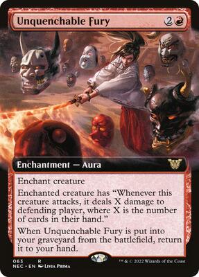 Unquenchable Fury (Extended Art) card from Commander: Kamigawa: Neon Dynasty