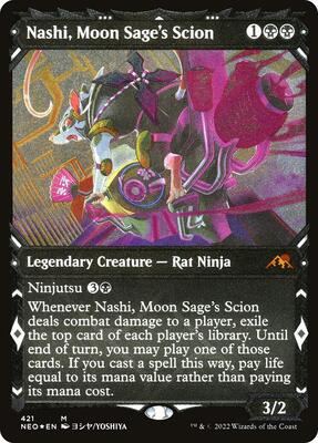Nashi, Moon Sage's Scion (Showcase) (Foil Etched) card from Kamigawa: Neon Dynasty