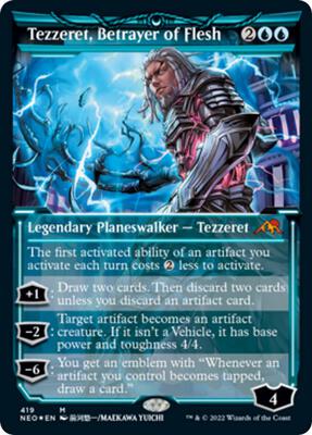Tezzeret, Betrayer of Flesh (Showcase) (Foil Etched) card from Kamigawa: Neon Dynasty